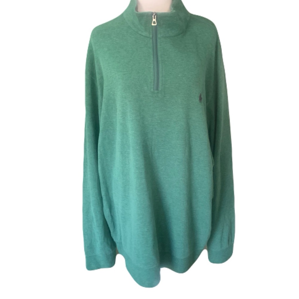 NWT Polo by Ralph Lauren Men’s XXL Green Soft Cotton Blend Quarter Zip Pullover
